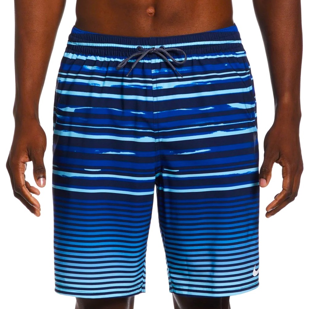 Nike Blue Men's 9" Fade Stripe Swim Trunks - Size S (Small)